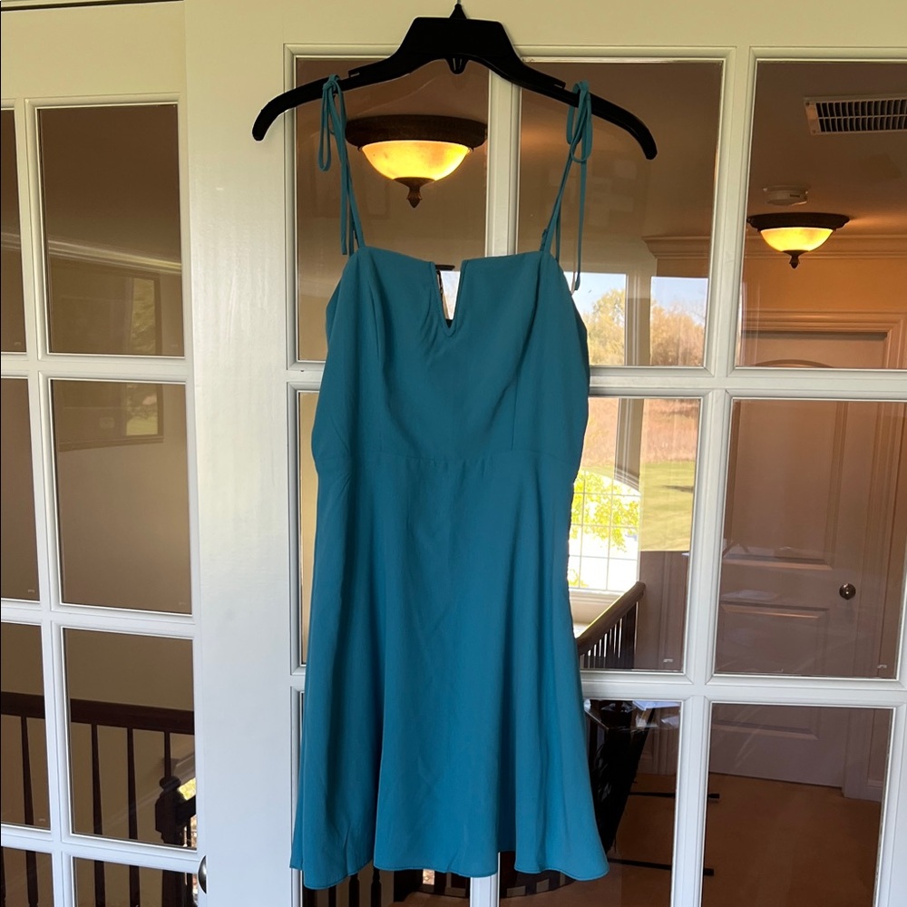 Lola Grace Blue Tie Strap Smocked Back Mini Dress NWOT